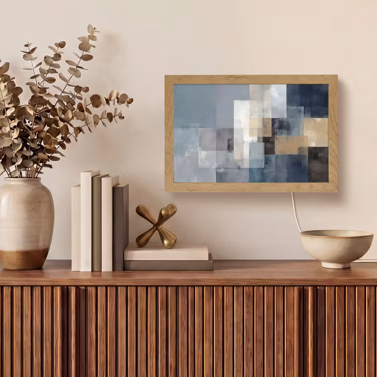 Rechthoeken - Abstract - Blauw Light Box met kabel (Tafellamp) klein -sfeer2