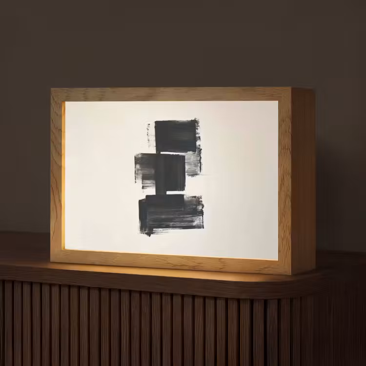 Rechthoeken - Penseelstreken - Abstract - Zwart Light Box met kabel (Tafellamp) klein -z3d_website