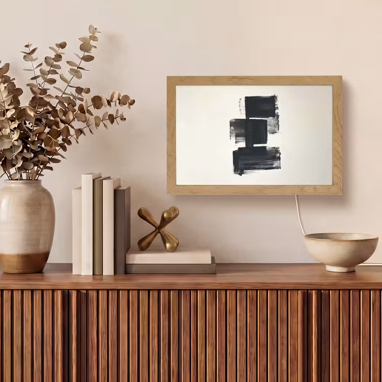 Rechthoeken - Penseelstreken - Abstract - Zwart Light Box met kabel (Tafellamp) klein -sfeer2