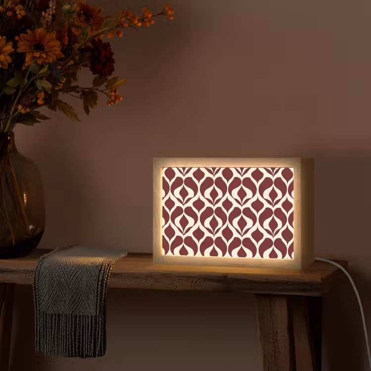 Rood - Druppelpatroon - Grafisch Light Box met kabel (Tafellamp) klein 924 -sfeer4