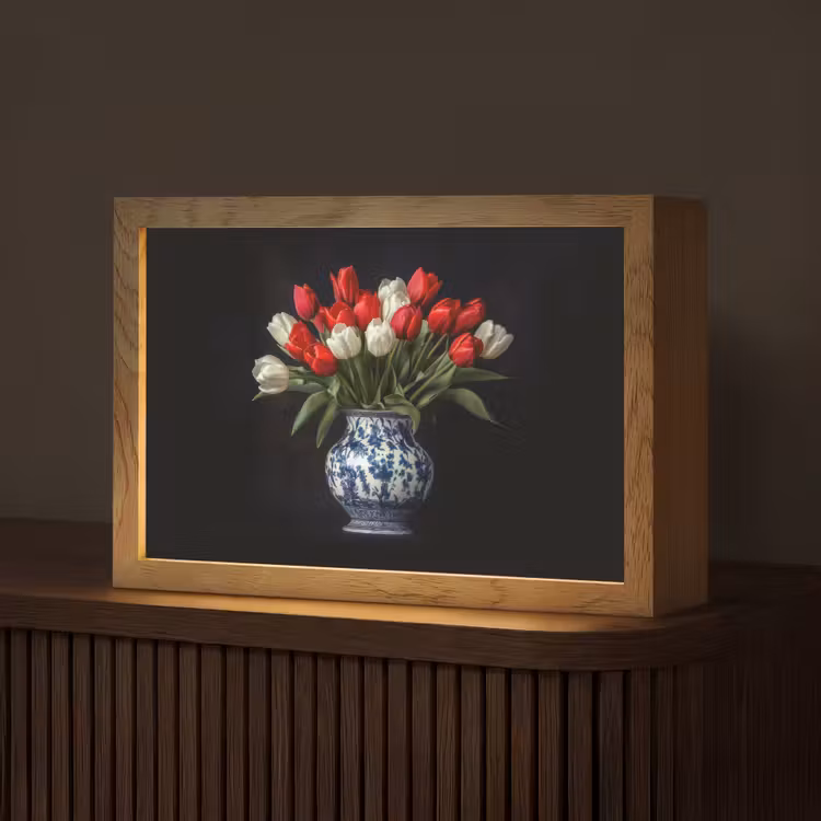Rode - Bloemen - Tulpen - Vaas Light Box met kabel (Tafellamp) klein -z3d_website