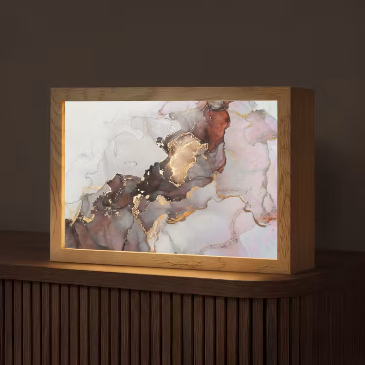 Rood - Marmer - Goud Light Box met kabel (Tafellamp) klein -z3d_website