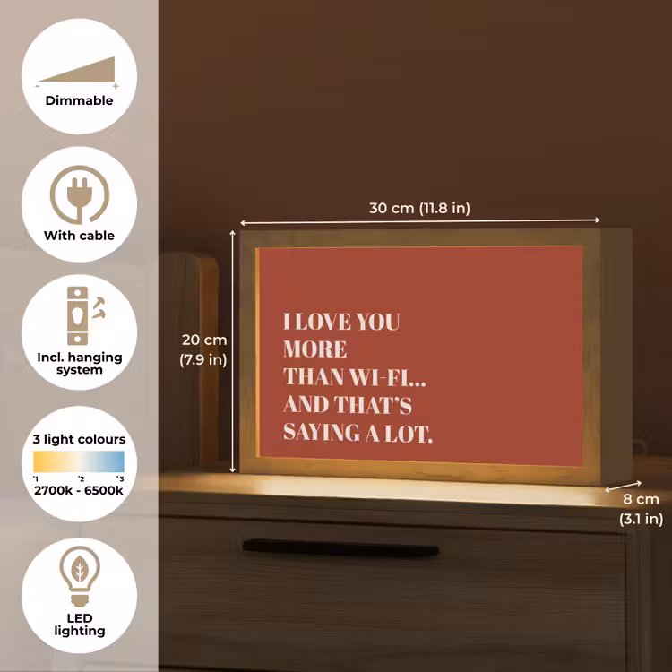 Rood - Quote - Liefde Light Box met kabel (Tafellamp) klein -USP_EN