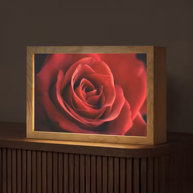 Rood - Roos - Romantisch Light Box met kabel (Tafellamp) klein -z3d_website