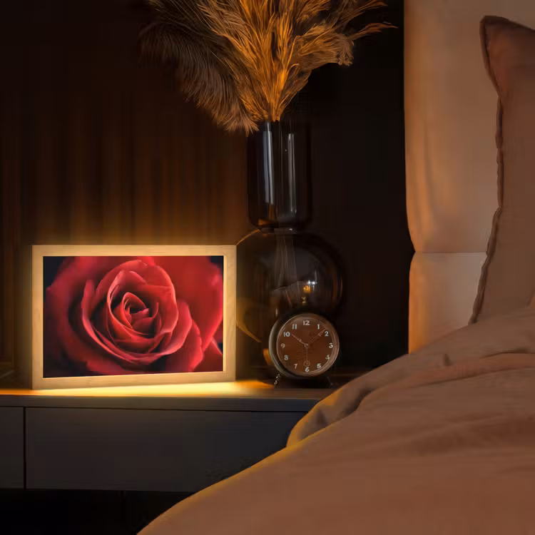 Rood - Roos - Romantisch Light Box met kabel (Tafellamp) klein -sfeer1
