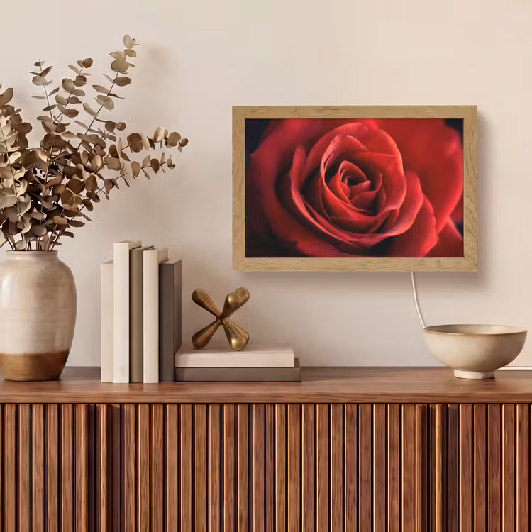 Rood - Roos - Romantisch Light Box met kabel (Tafellamp) klein -sfeer2