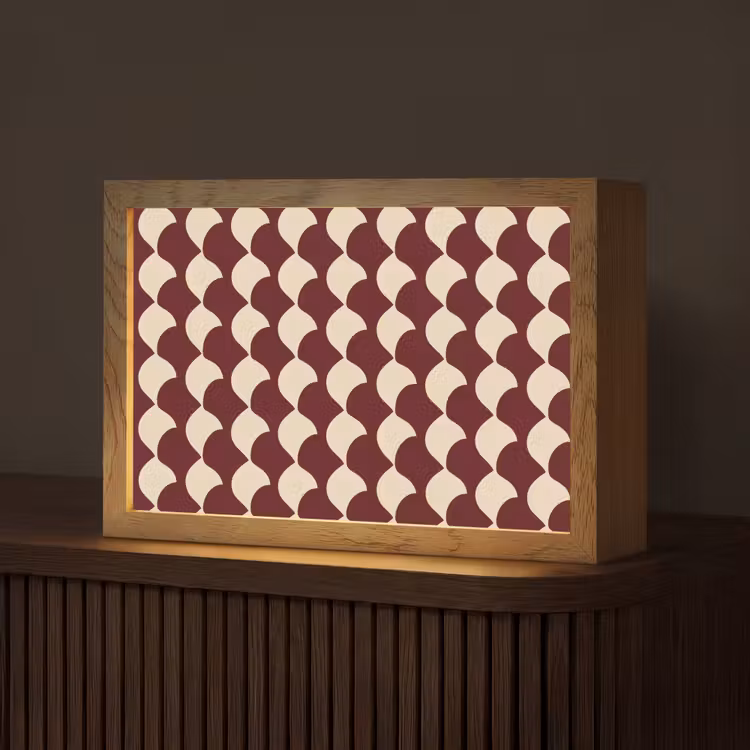 Rood - Tegelpatroon - Crème Light Box met kabel (Tafellamp) klein 924 -z3d_website