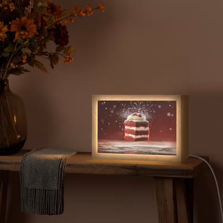 Rode - Velvet - Taart - Eten Light Box met kabel (Tafellamp) klein -sfeer4
