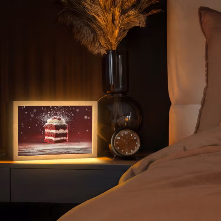 Rode - Velvet - Taart - Eten Light Box met kabel (Tafellamp) klein -sfeer1