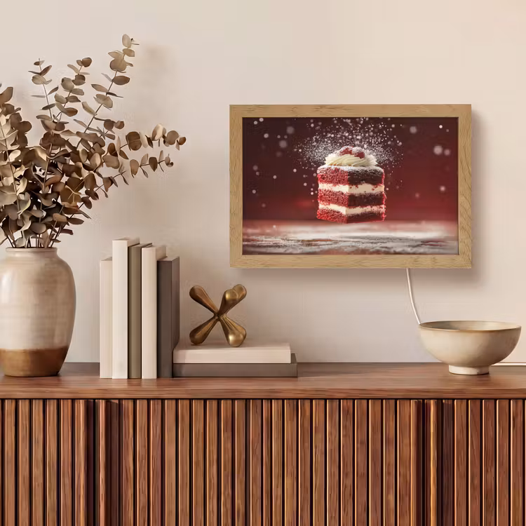 Rode - Velvet - Taart - Eten Light Box met kabel (Tafellamp) klein -sfeer2