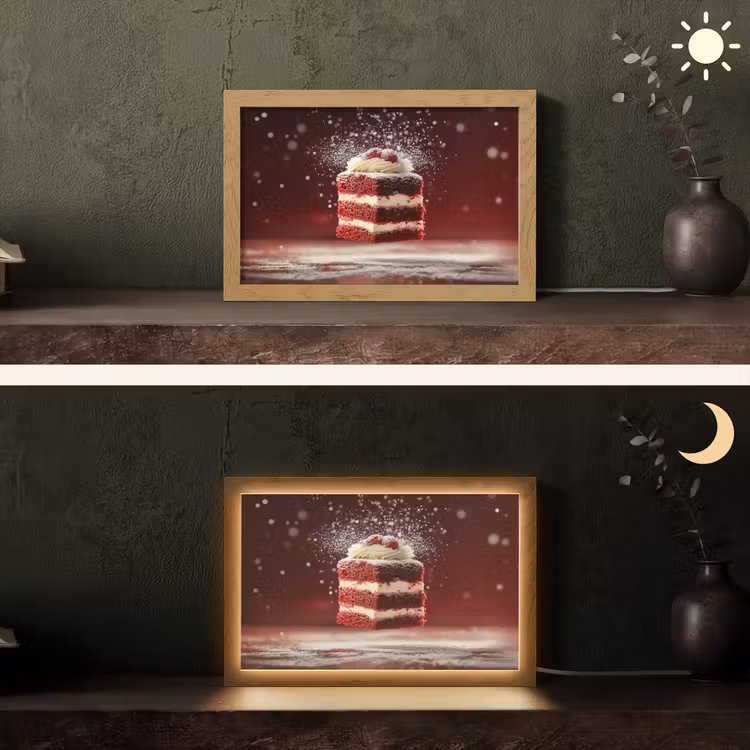 Rode - Velvet - Taart - Eten Light Box met kabel (Tafellamp) klein -sfeer3