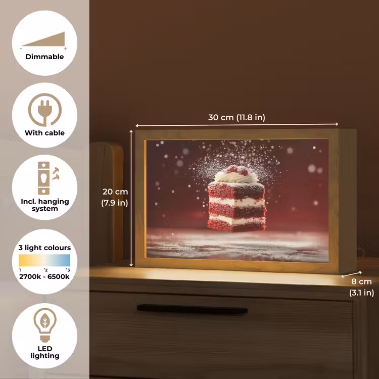 Rode - Velvet - Taart - Eten Light Box met kabel (Tafellamp) klein -USP_EN