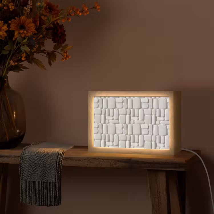 Reliëf - Structuur - Wit Light Box met kabel (Tafellamp) klein 924 -sfeer4
