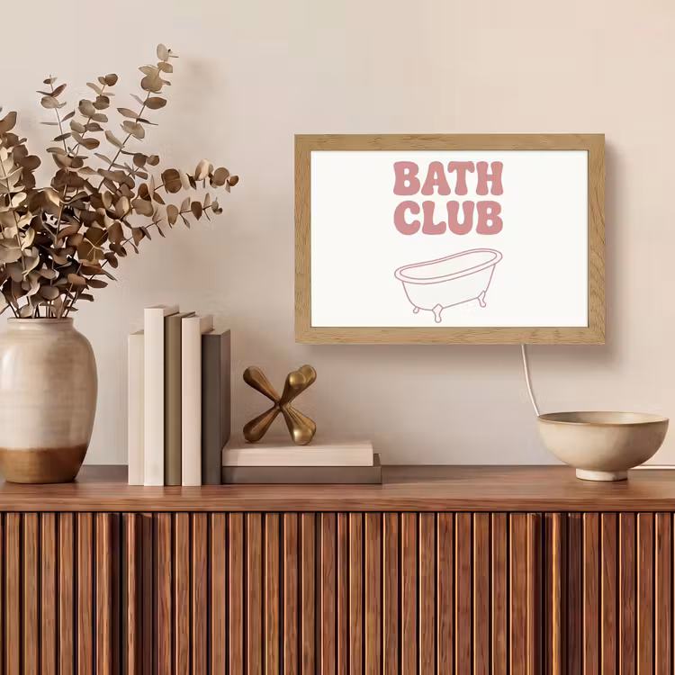 Retro - Bad - Roze Light Box met kabel (Tafellamp) klein -sfeer2