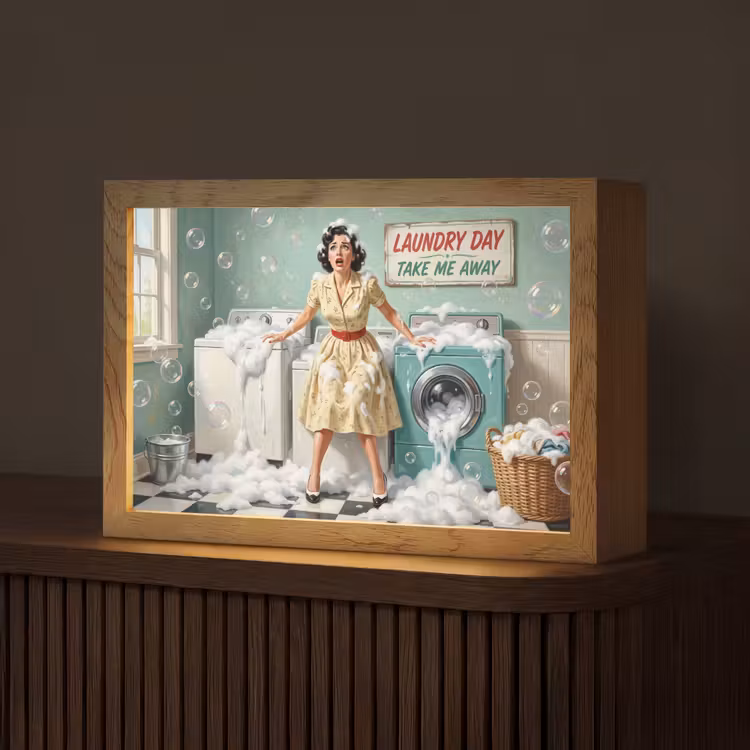 Retro - Blauw - Vrouw Light Box met kabel (Tafellamp) klein -z3d_website