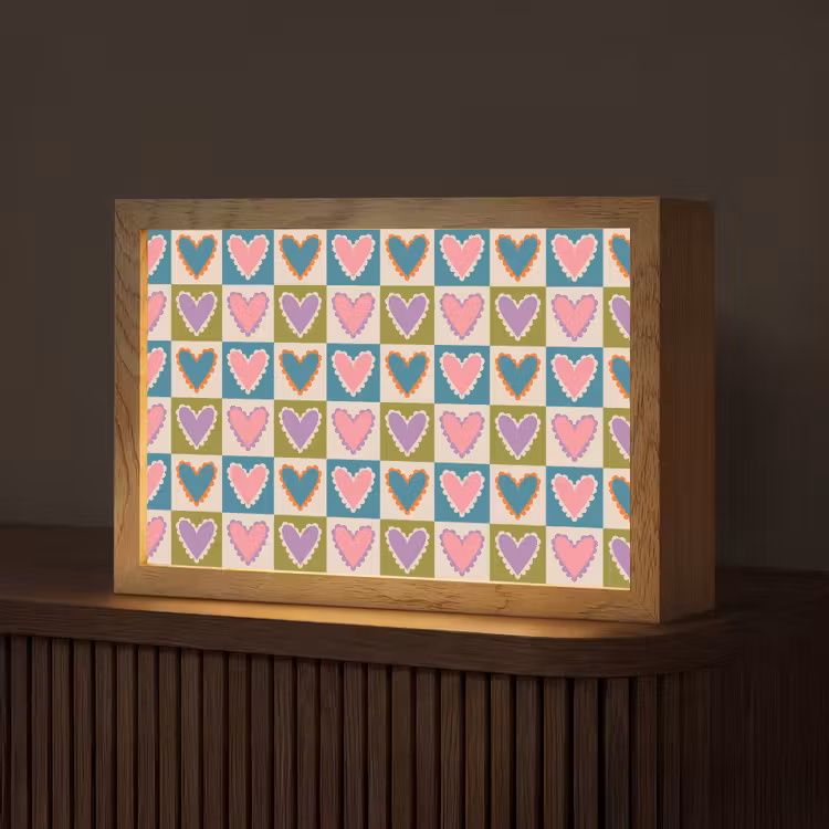 Retro - Kleuren - Patroon - Hartjes Light Box met kabel (Tafellamp) klein 924 -z3d_website