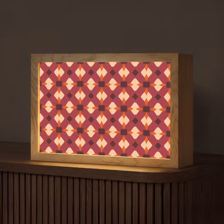 Retro - Patroon - Kleurrijk Light Box met kabel (Tafellamp) klein 924 -z3d_website