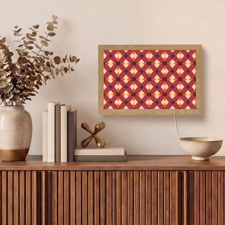 Retro - Patroon - Kleurrijk Light Box met kabel (Tafellamp) klein 924 -sfeer2