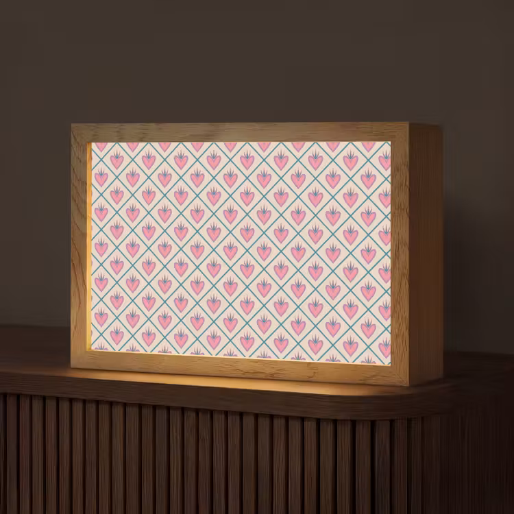Retro - Ruit - Hartjes - Patroon Light Box met kabel (Tafellamp) klein 924 -z3d_website