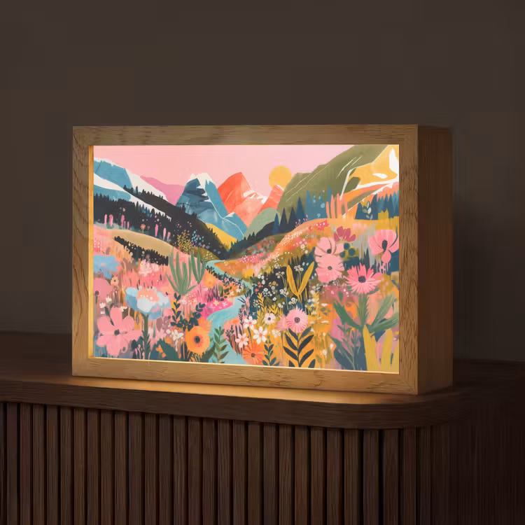 Rivier - Diepte - Bloemen Light Box met kabel (Tafellamp) klein -z3d_website