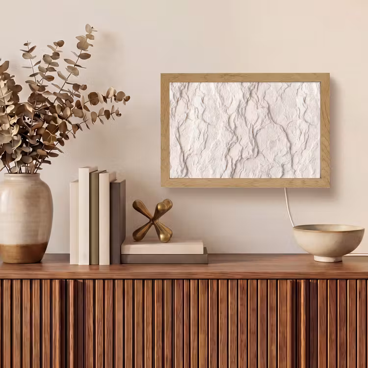 Rots - Structuur - Natuur - Beige - Abstract Light Box met kabel (Tafellamp) klein -sfeer2