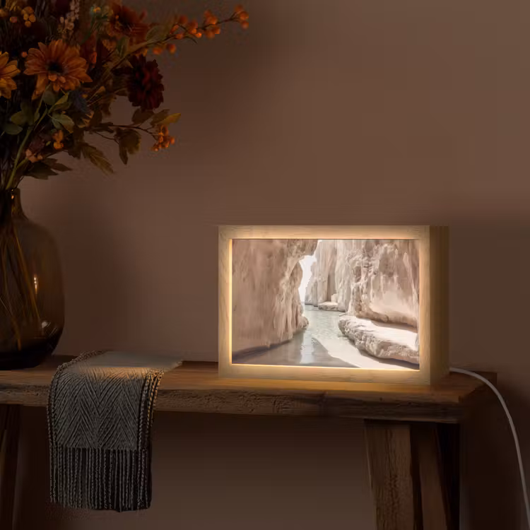 Rotsen - Zee - Zand - Kloof Light Box met kabel (Tafellamp) klein -sfeer4
