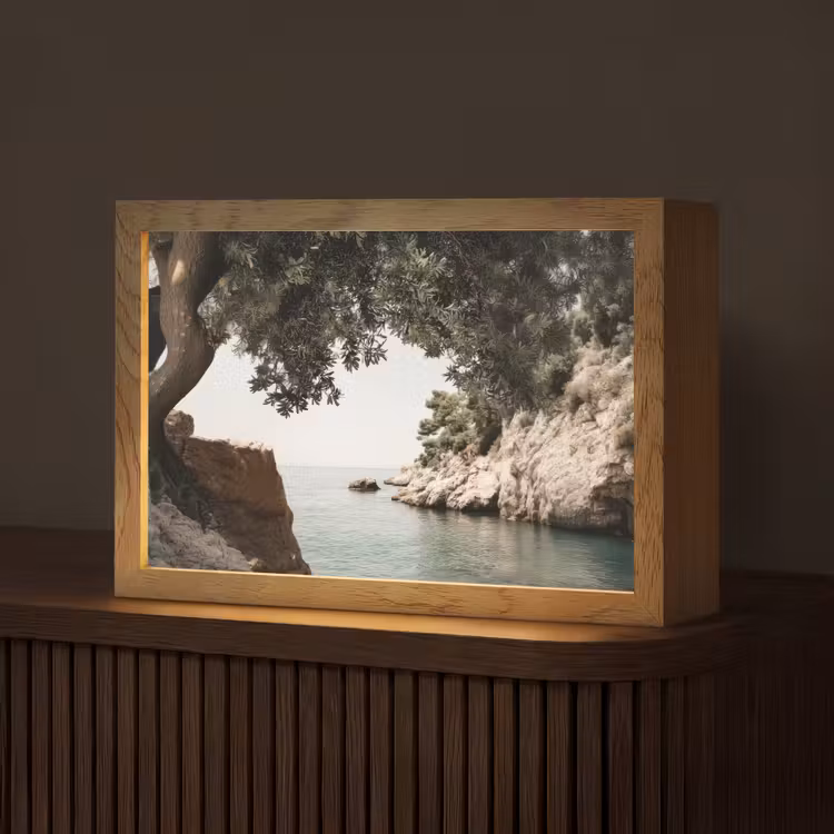 Rotsen - Zee - Boom - Groen Light Box met kabel (Tafellamp) klein -z3d_website