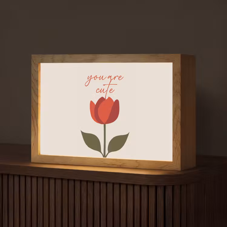 Roos - Rood - Bloem - Valentijn Light Box met kabel (Tafellamp) klein -z3d_website