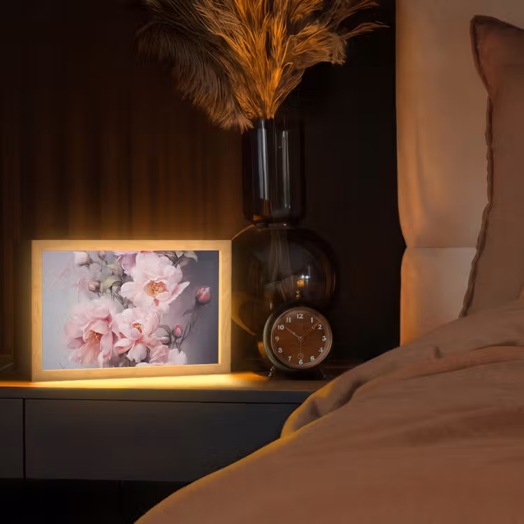 Rozen - Bloemen - Roze - Kunst - Watercolor Light Box met kabel (Tafellamp) klein -sfeer1