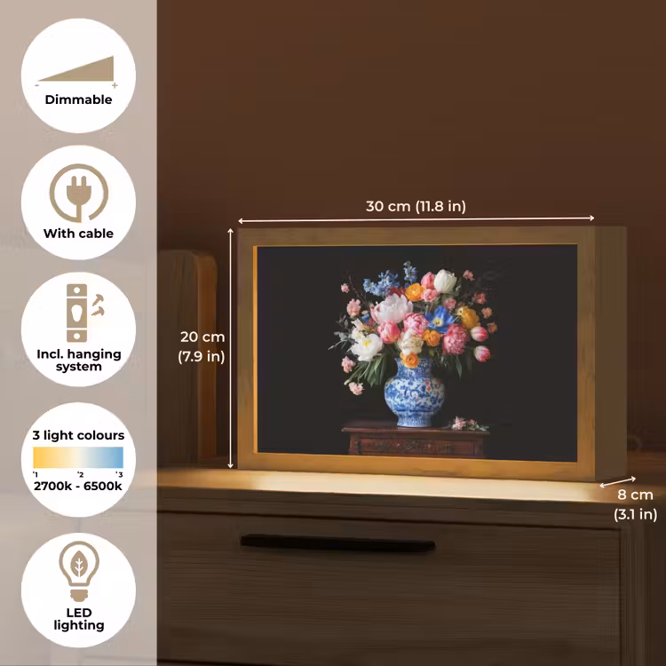 Rozen - Bloemen - Vaas - Boeket Light Box met kabel (Tafellamp) klein -USP_EN