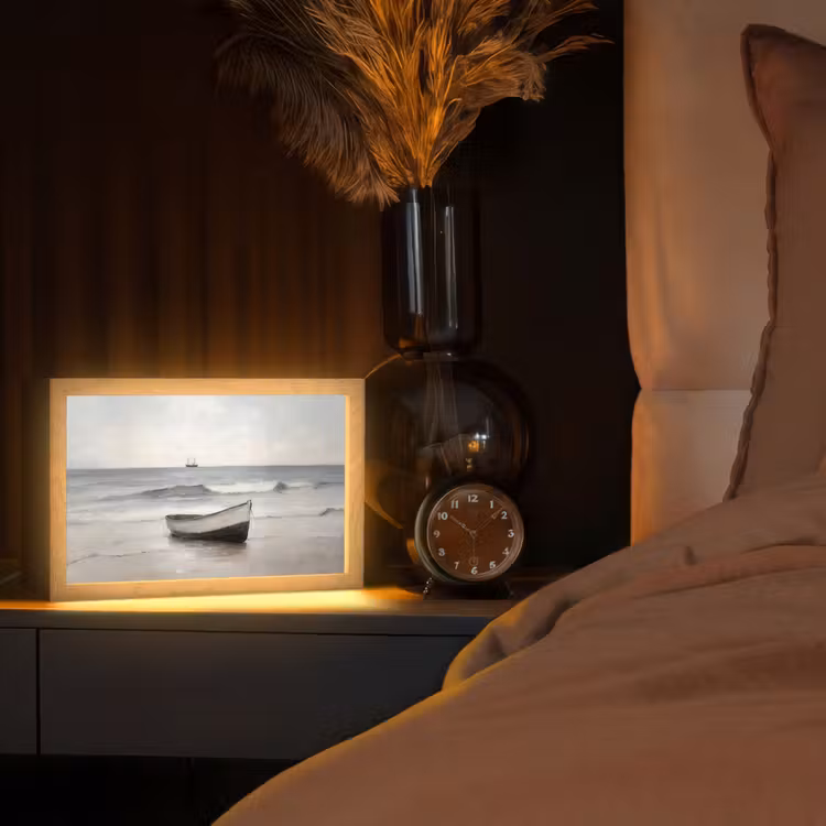 Roeiboot - Zee - Horizon Light Box met kabel (Tafellamp) klein -sfeer1