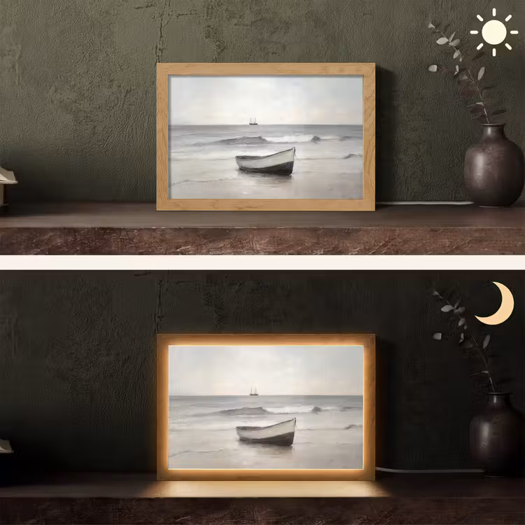 Roeiboot - Zee - Horizon Light Box met kabel (Tafellamp) klein -sfeer3