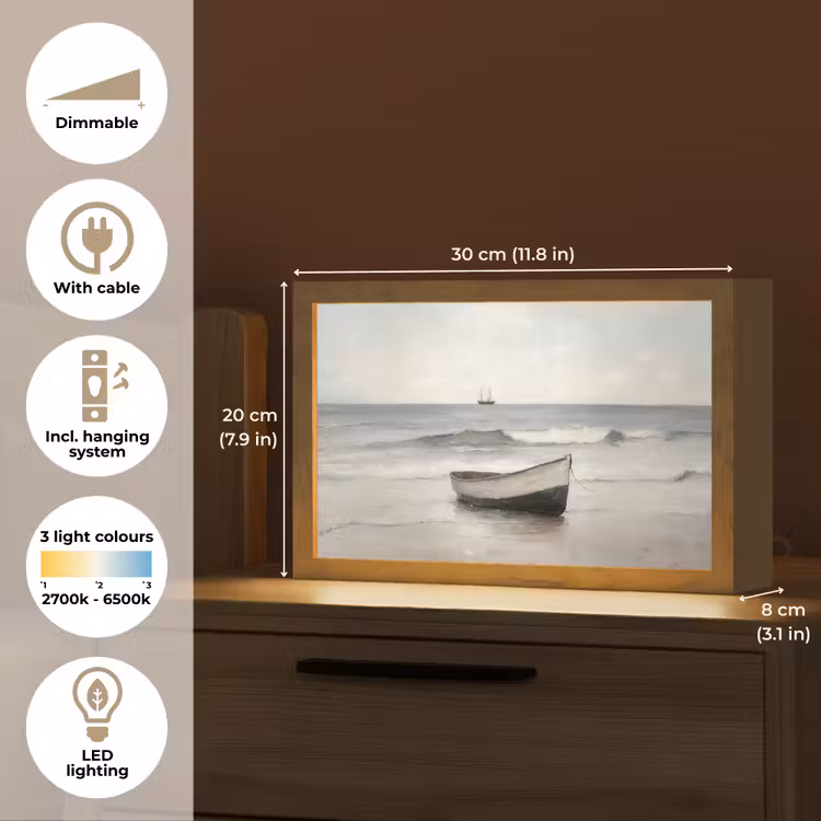 Roeiboot - Zee - Horizon Light Box met kabel (Tafellamp) klein -USP_EN