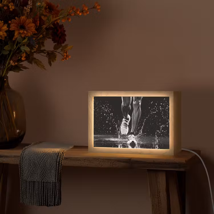 Hardloopschoenen - Rennen - Druppels - Zwart Light Box met kabel (Tafellamp) klein -sfeer4