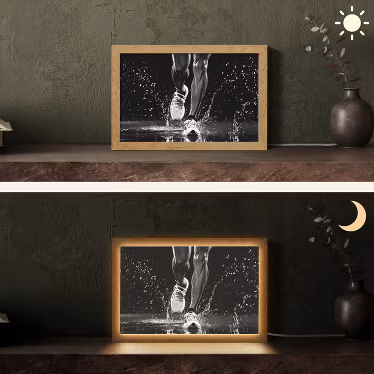 Hardloopschoenen - Rennen - Druppels - Zwart Light Box met kabel (Tafellamp) klein -sfeer3