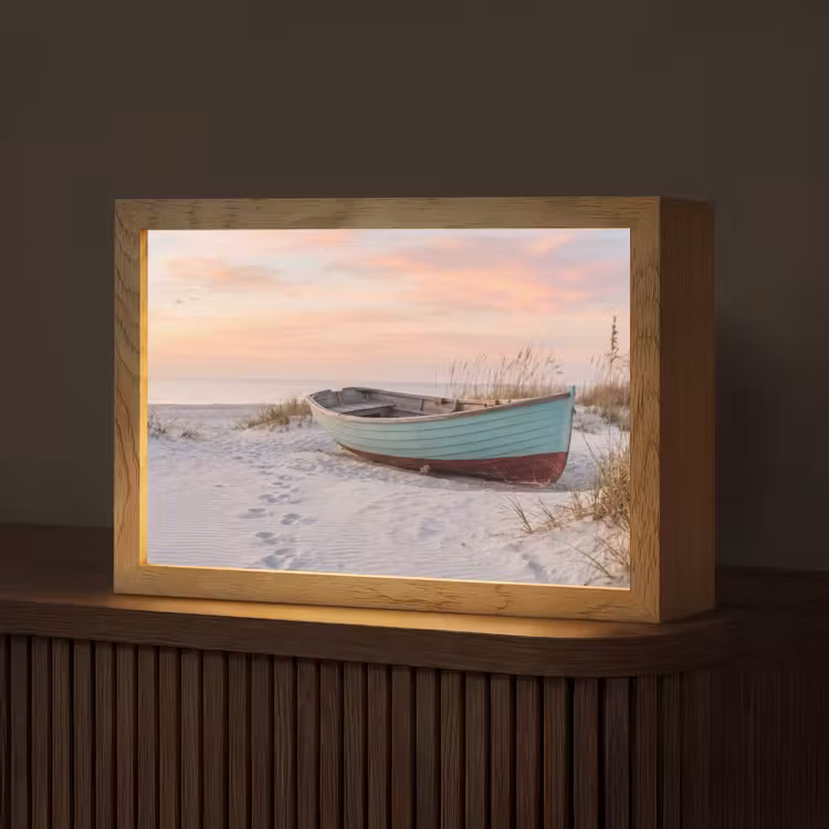 Rustiek - Roeiboot - Zandstrand Light Box met kabel (Tafellamp) klein -z3d_website