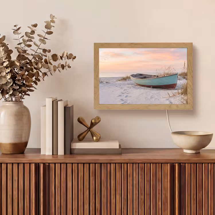 Rustiek - Roeiboot - Zandstrand Light Box met kabel (Tafellamp) klein -sfeer2