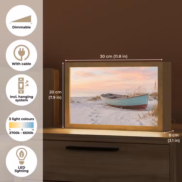Rustiek - Roeiboot - Zandstrand Light Box met kabel (Tafellamp) klein -USP_EN