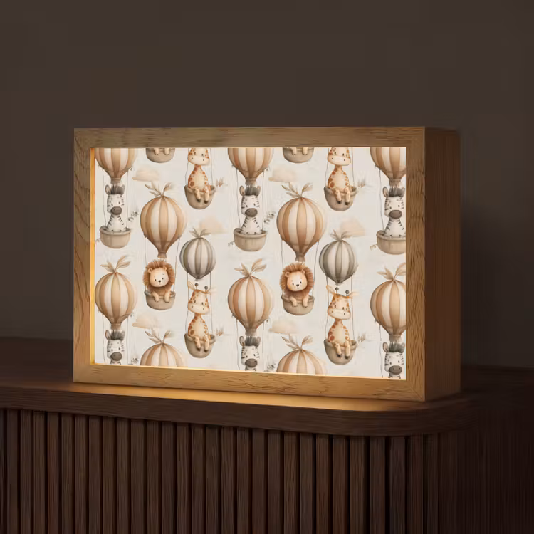 Safari - Luchtballonen - Taupe Light Box met kabel (Tafellamp) klein 924 -z3d_website
