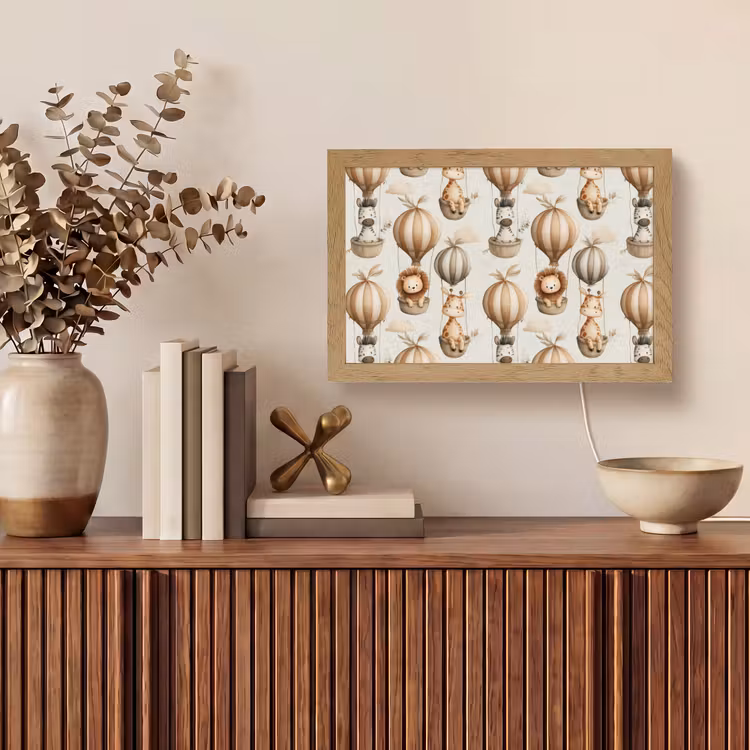 Safari - Luchtballonen - Taupe Light Box met kabel (Tafellamp) klein 924 -sfeer2