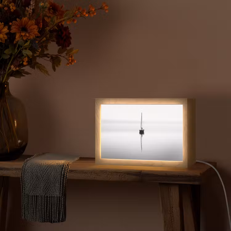 Zeilboot - Zwart - Water - Silhouet Light Box met kabel (Tafellamp) klein -sfeer4