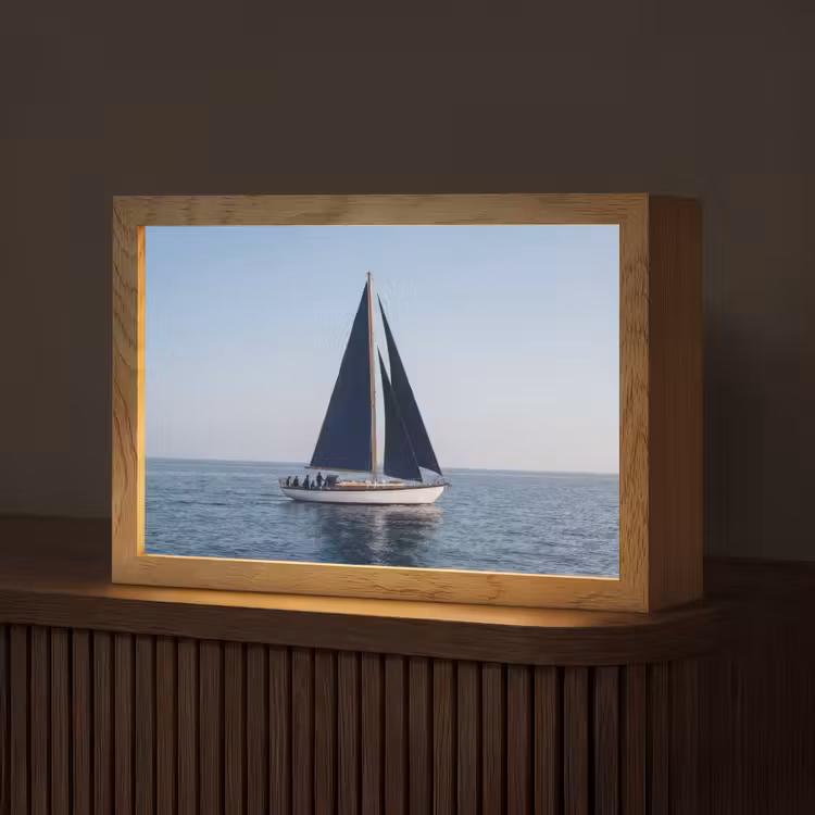 Zeilboot - Zee - Blauw Light Box met kabel (Tafellamp) klein -z3d_website