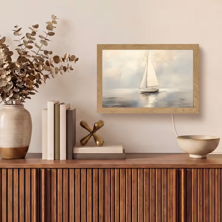 Zeilschip - Zee - Bewolkt Light Box met kabel (Tafellamp) klein -sfeer2