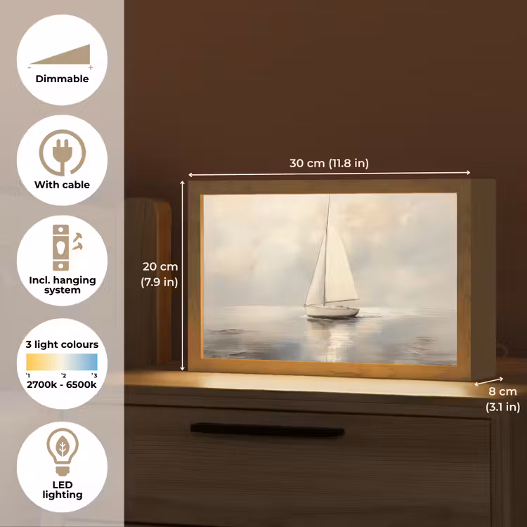 Zeilschip - Zee - Bewolkt Light Box met kabel (Tafellamp) klein -USP_EN