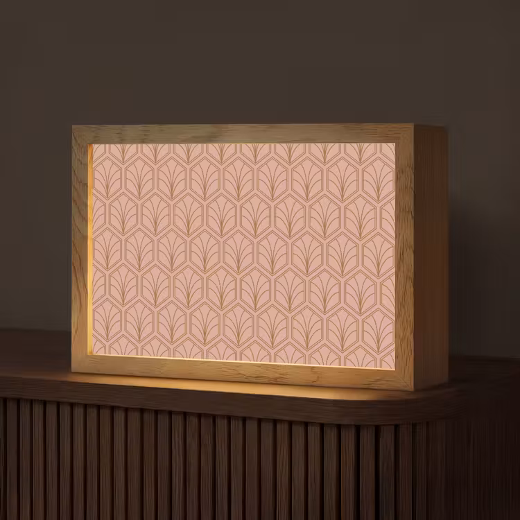 Zalmroze - Patroon - Geometrisch Light Box met kabel (Tafellamp) klein 924 -z3d_website