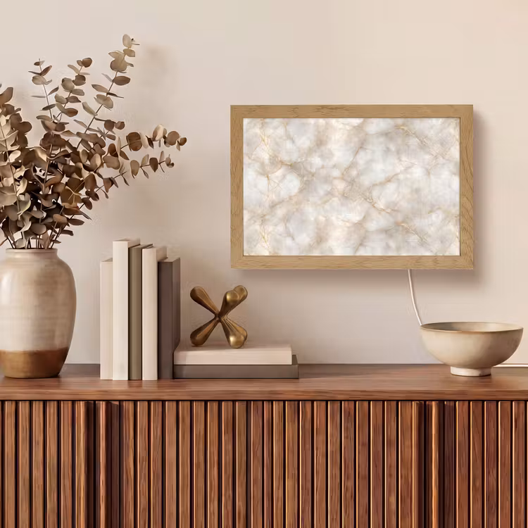 Zandkleurig - Marmer - Natuursteen Light Box met kabel (Tafellamp) klein 924 -sfeer2