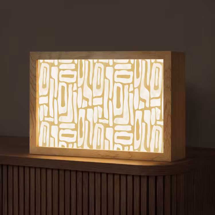 Zandkleur - Wit - Patroon Light Box met kabel (Tafellamp) klein 924 -z3d_website