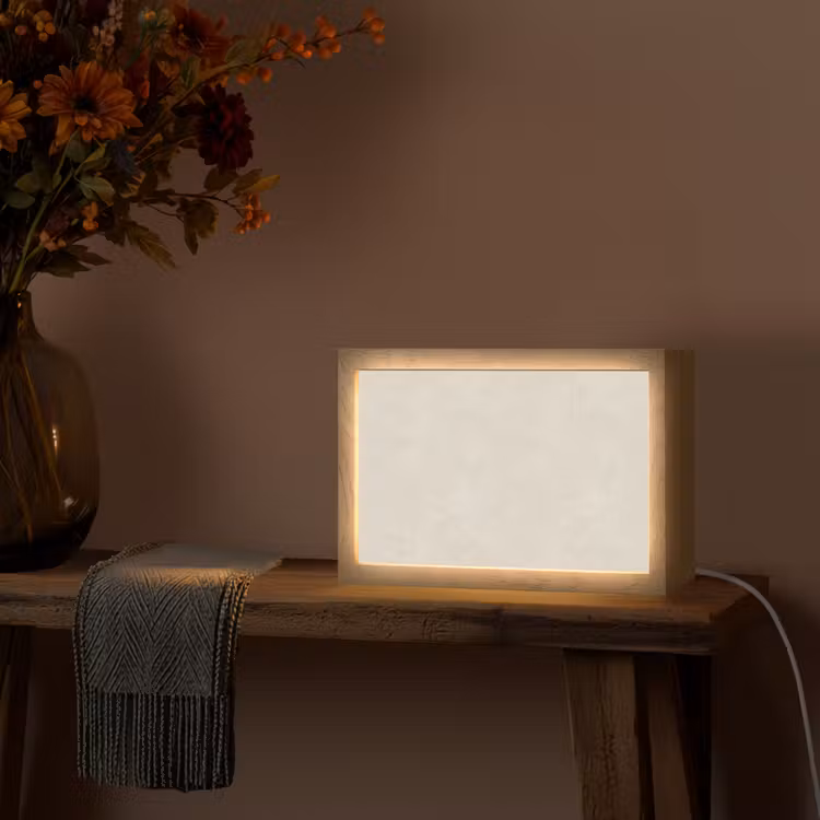 Zandkleurig - Modern - Egaal Light Box met kabel (Tafellamp) klein 924 -sfeer4