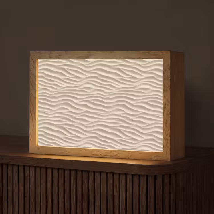 Zand - Golven - Beige Light Box met kabel (Tafellamp) klein 924 -z3d_website