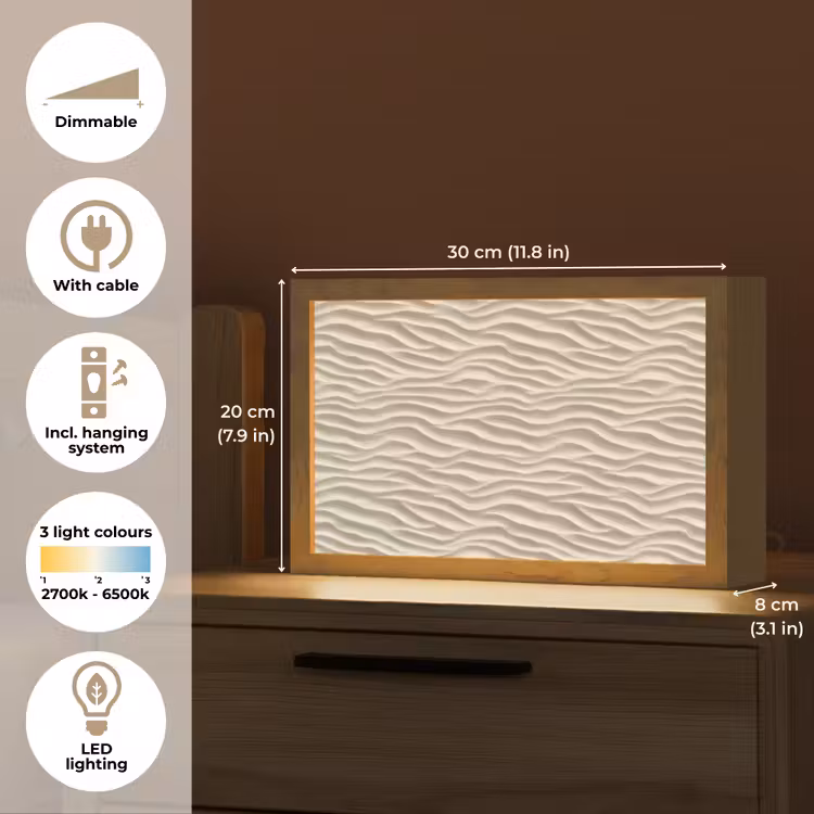 Zand - Golven - Beige Light Box met kabel (Tafellamp) klein 924 -USP_EN